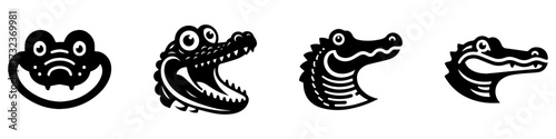 Modern Minimalist Alligator Crocodile Head Icon, Flat Silhouette of a Reptile Vector for Wildlife Illustration Design