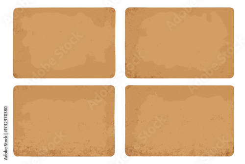 Vintage grunge background with grainy craft paper texture, vector illustration set with transparent background, retro aged paper design, textured brown backdrop collection