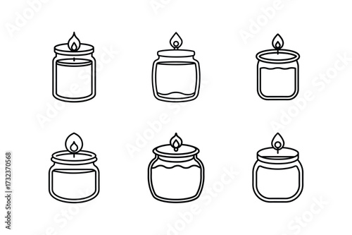 scented candle jar line art vector illustration