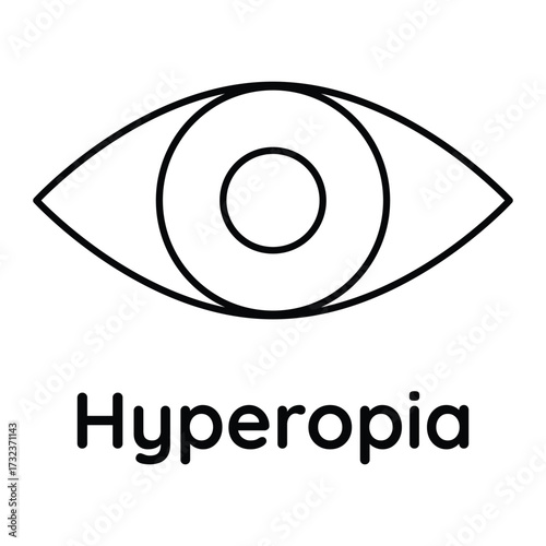 Hyperopia, eye, vision, health, correction, medical, refractive, sight, science, diagnosis, education, icon vector illustration.