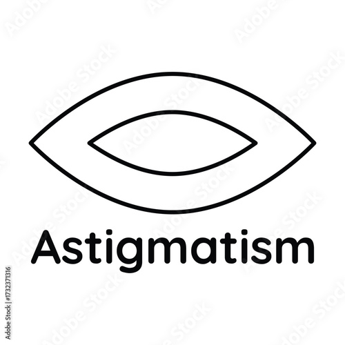 Astigmatism, eye, vision, health, correction, medical, refractive, optical, disorder, diagnosis, icon vector illustration modern.
