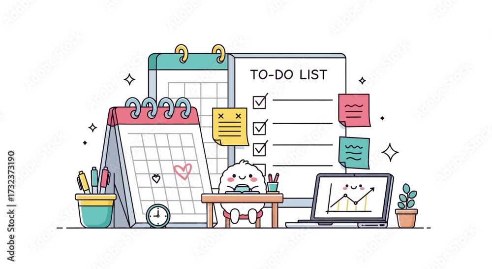 Fototapeta premium A delightful depiction of organization productivity and happiness through charming illustration