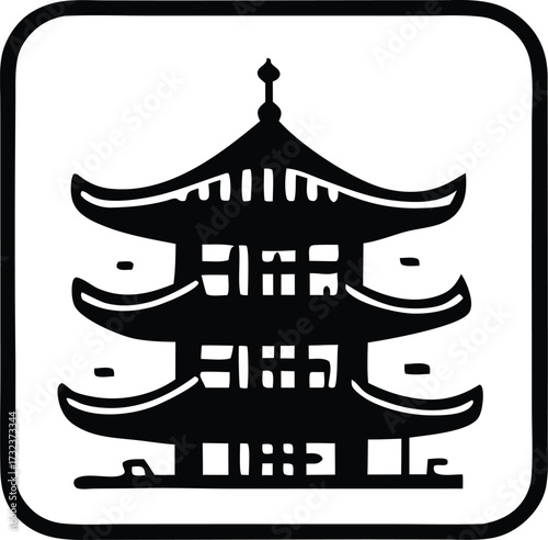 Traditional asian pagoda architecture symbol vintage silhouette landmark design element decorative cultural icon travel landmark monument symbolism
