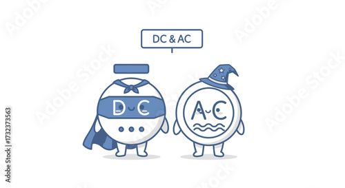 Direct Current Superhero and Alternating Current Wizard Cartoonish Presentation