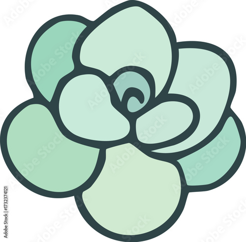 Cute cartoon succulent plant illustration isolated on white.