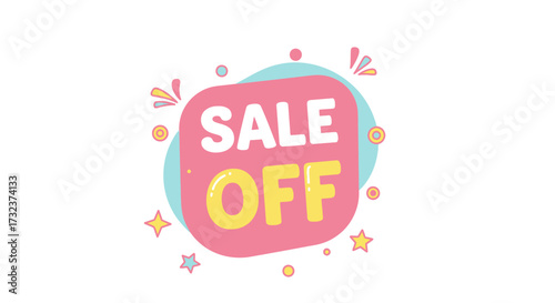 Vibrant promotional banner featuring sale off announcement with charming colorful design