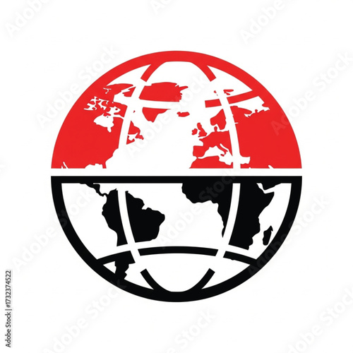Global Icon Red Black Split Globe Design