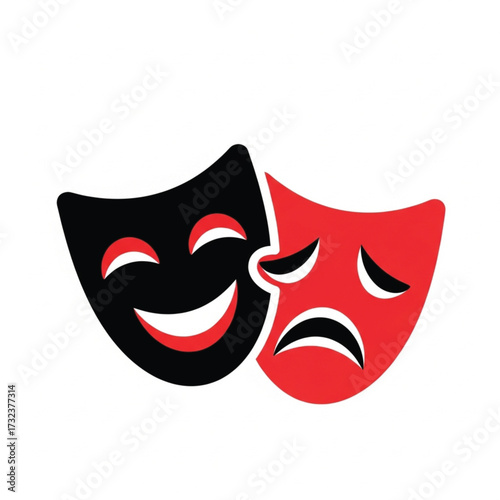 Theater Masks Comedy Tragedy Black Red Illustration Icon