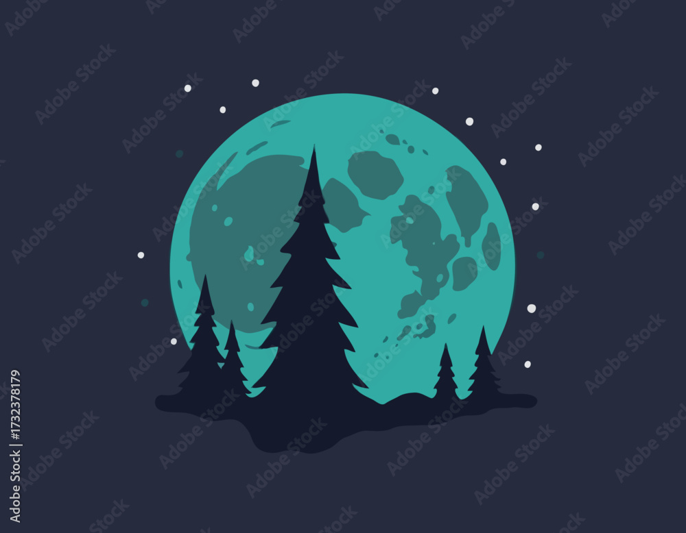 Naklejka premium Moon in flat design style