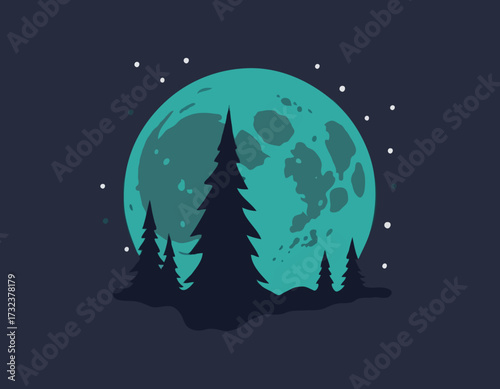 Moon in flat design style