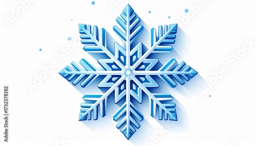 A vector drawing of a snowflake winter holiday symbol flat graphic style isolated on white background
