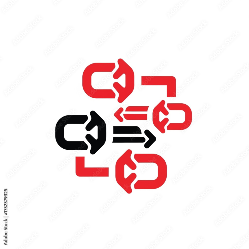 Fototapeta premium Data Flow Abstract Red Black Process Diagram Vector Illustration