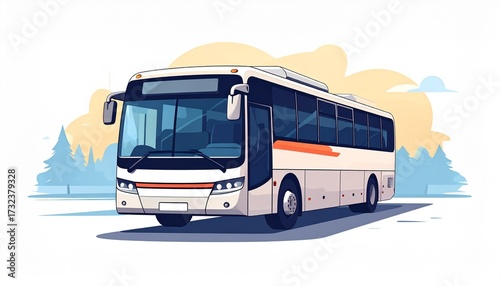 A vector drawing of a bus front view flat transportation style isolated on white background
