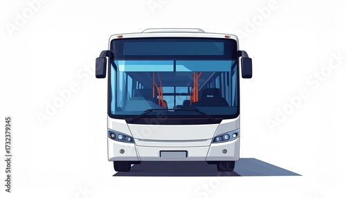 A vector drawing of a bus front view flat transportation style isolated on white background
