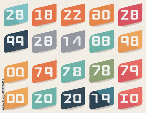 Digital clock numbers set