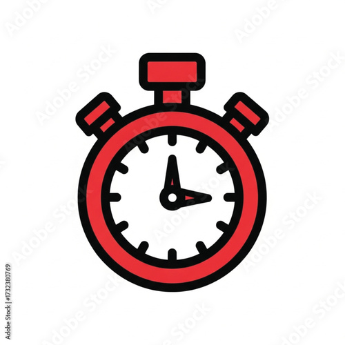 Red Stopwatch Icon, Timer, Time Measurement, Speed Symbol