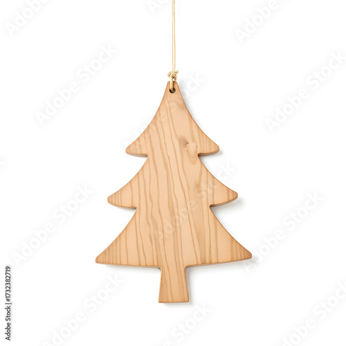 Rustic wooden Christmas tree ornament, minimalistic holiday decor
