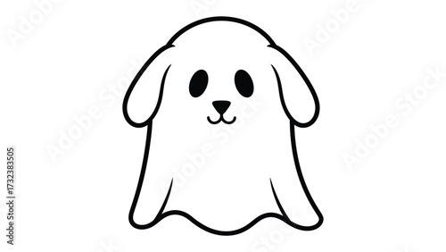 Spooky Pet Illustration: A charming illustration of a cartoon ghost in the form of a beloved pet, evoking a sense of playfulness and joy with minimalist design.