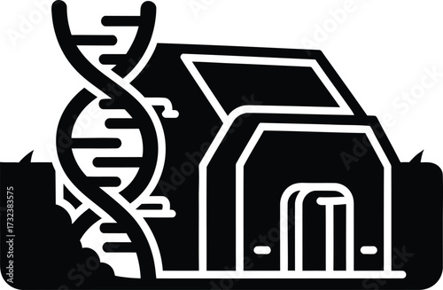 DNA Strand Symbol with Tent Shelter for Research