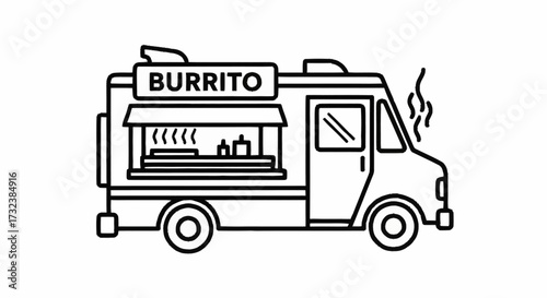 Hungry for success? Grab this burrito truck outline for your menu, marketing, or restaurant design projects with a clean, modern aesthetic