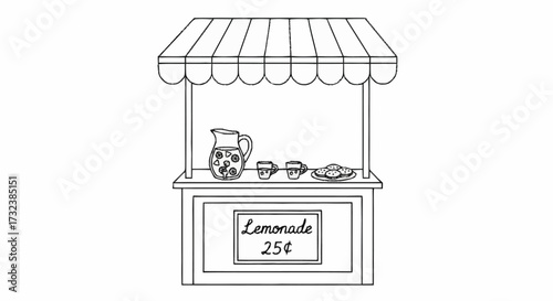 Enjoy fresh lemonade and cookies at this classic summer stand, perfect for a refreshing treat on a hot day, creating happy childhood memories