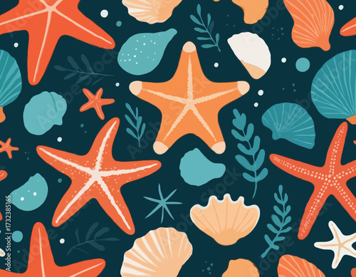 Starfish and shell