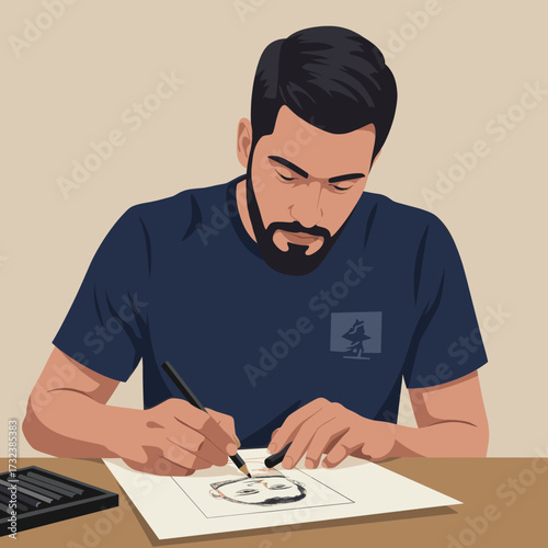 
an artist making a sketch