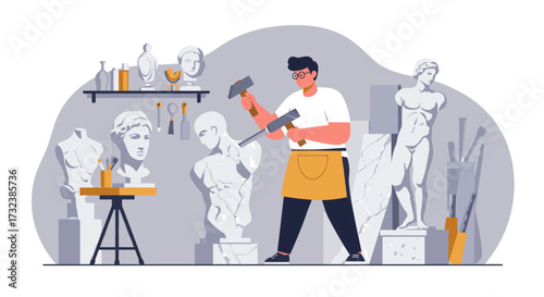 artist sculpting