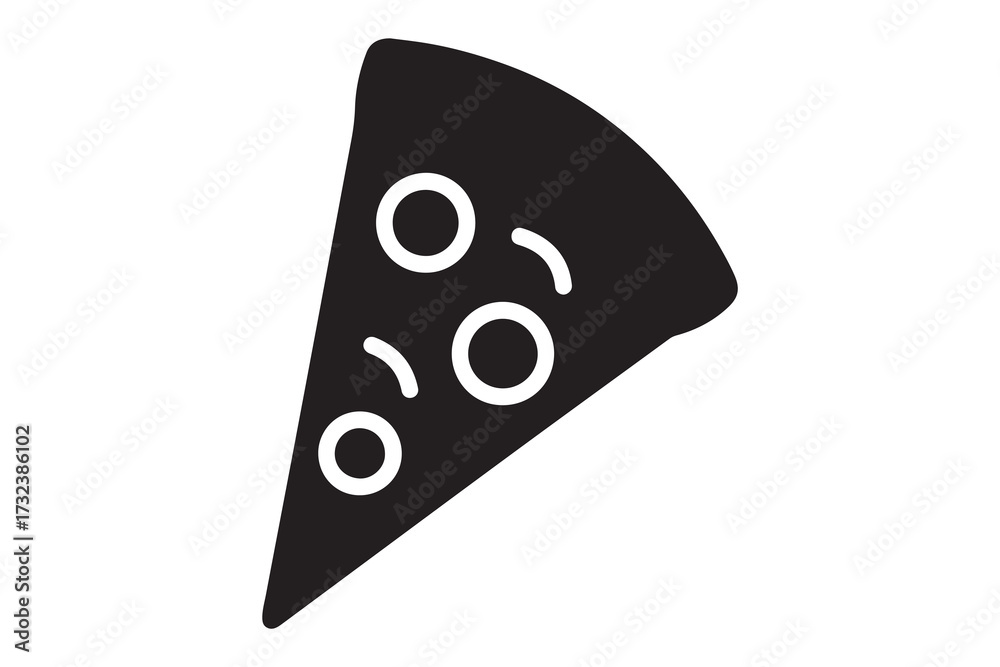 Black pizza slice simple graphic