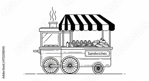 Delicious sandwiches freshly prepared at a vibrant street food cart, promising quick, satisfying meals for busy urban dwellers seeking tasty on-the-go options.