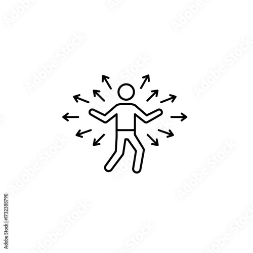 Icon Set Vector Illustration Showing Man with Arrows Representing Stress Modern Minimalist