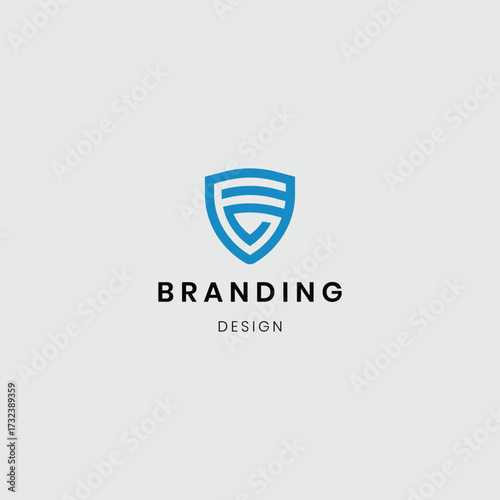 Creatively shaped security logo for eco lifestyle.
