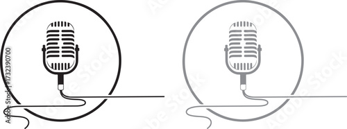 Vintage microphone icon isolated on transparent background