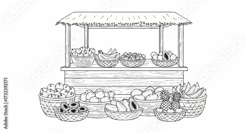 Vibrant tropical fruit stall bursting with fresh produce, offering a delightful bounty of nature's sweetness for healthy living and culinary inspiration.