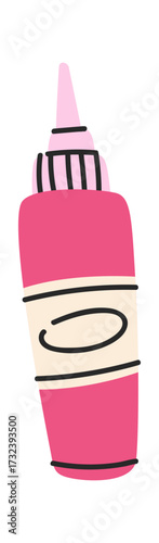 Pink color acrylic paint tube