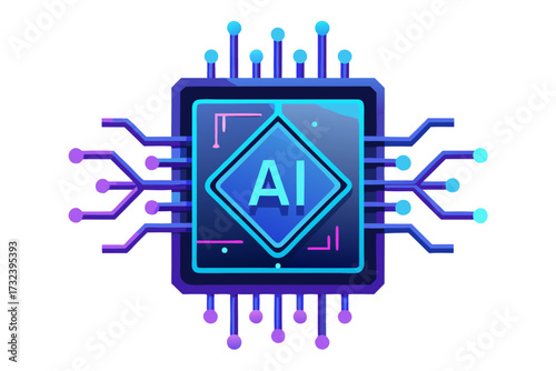 AI chip, artificial intelligence, microchip, processor, semiconductor, circuit board, neural network, machine learning, deep learning, digital brain, computer hardware, central processing unit, mother