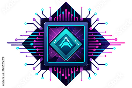 AI chip, artificial intelligence, microchip, processor, semiconductor, circuit board, neural network, machine learning, deep learning, digital brain, computer hardware, central processing unit, mother