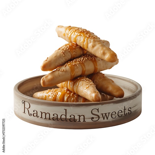 Chebakia pastries on a white background
