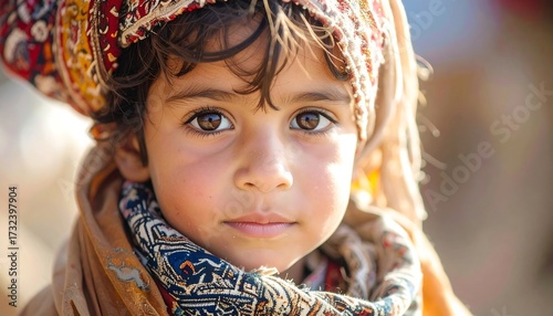 Wallpaper Mural Close-up portrait of a child wearing traditional headwear Torontodigital.ca