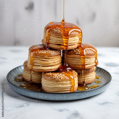 Chebakia pastries on a white background