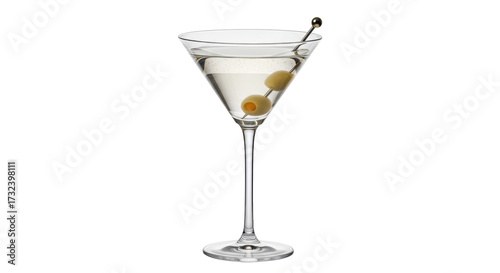 Bild auf Leinwand Classic martini cocktail with olives isolated on transparent background, elegant