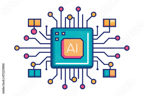 AI chip, artificial intelligence, microchip, processor, semiconductor, circuit board, neural network, machine learning, deep learning, digital brain, computer hardware, central processing unit, mother