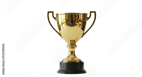 Foto Golden trophy cup isolated on transparent background, award for winning a compet