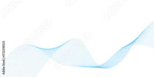 Vector wave and curve lines flowing dynamic gradient blue isolated on transparent background. Digital future technology concept.  Science, banner, business, poster, template, music background.