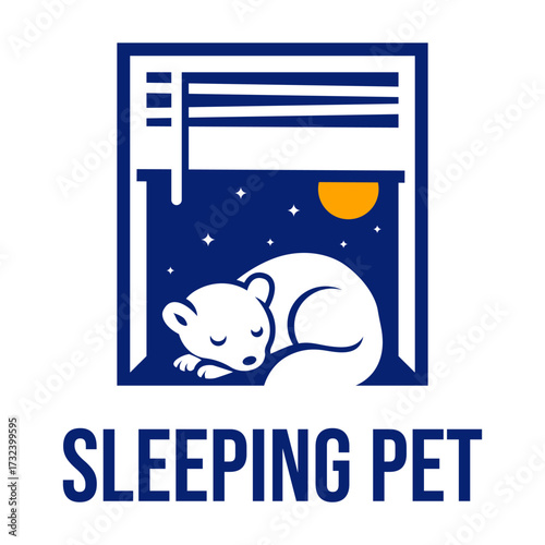 sleeping pet flat minimalist logo design