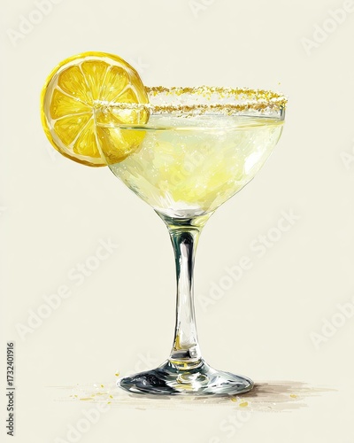 Wallpaper Mural Lemon cocktail in a glass; garnish, beverage recipe illustration, bar, home, party Torontodigital.ca