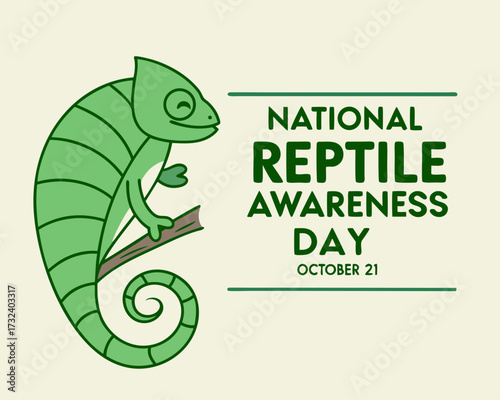 Celebrating National Reptile Awareness Day with a Cute Cartoon Chameleon on October Twenty First cartoon