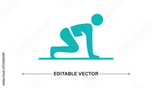 Person Kneeling on Mat Yoga Exercise Icon
