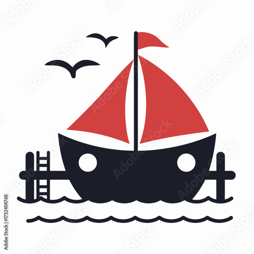 Cute silhouette boat icon vector illustration scalable marine nautical transportation graphic silhouette white background