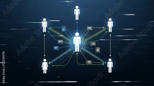 Digital Network Animation of People Connecting Globally.